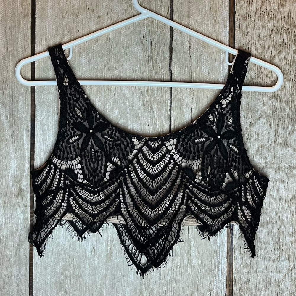 Party bralette top, black lace, size small